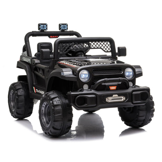 Rechargeable Electric Car Toy with Adjustable Seat Belt and 3 Speeds - Black