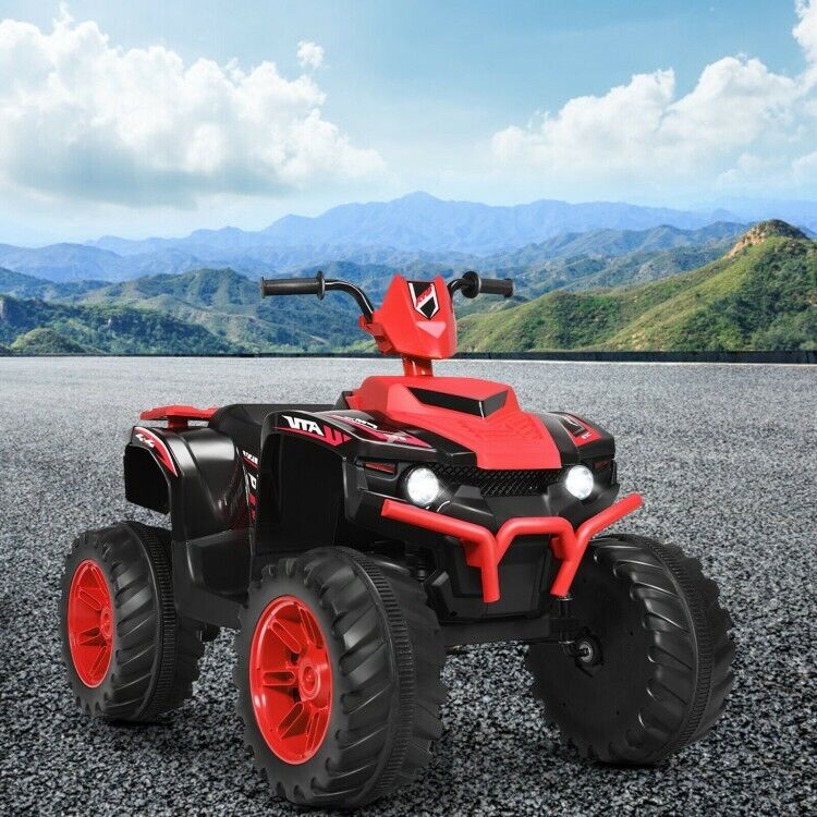 Load image into Gallery viewer, Red 12V Electric ATV Quad for Kids with 2-Speeds and LED Lights
