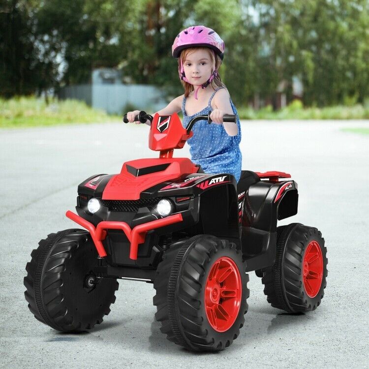 Load image into Gallery viewer, Red 12V Electric ATV Quad for Kids with 2-Speeds and LED Lights

