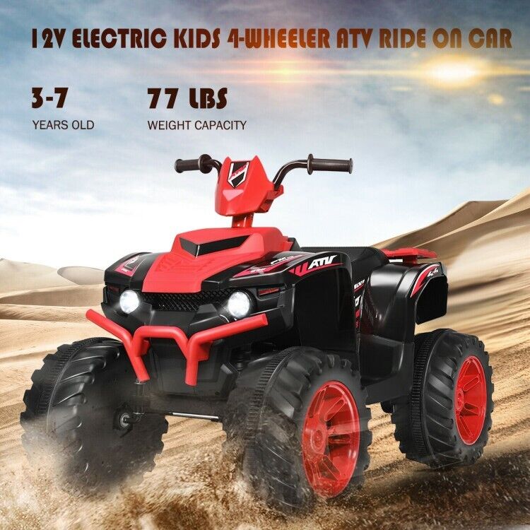 Load image into Gallery viewer, Red 12V Electric ATV Quad for Kids with 2-Speeds and LED Lights
