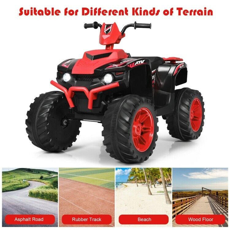 Load image into Gallery viewer, Red 12V Electric ATV Quad for Kids with 2-Speeds and LED Lights
