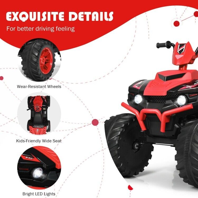 Load image into Gallery viewer, Red 12V Electric ATV Quad for Kids with 2-Speeds and LED Lights
