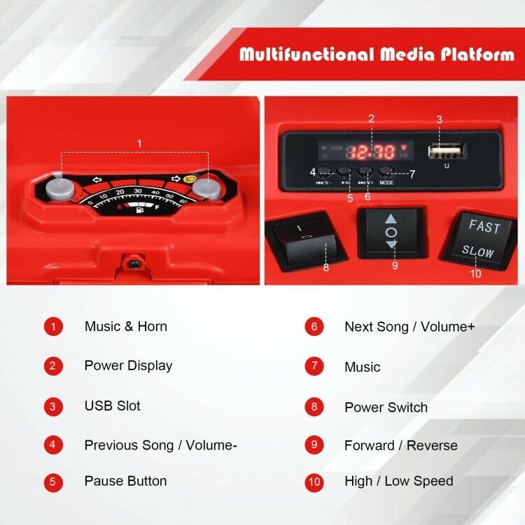 Load image into Gallery viewer, Red 12V Electric ATV Quad for Kids with 2-Speeds and LED Lights
