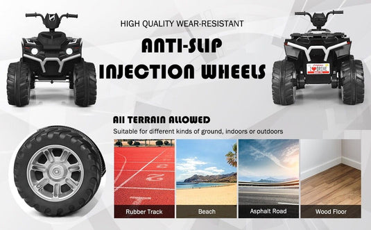 Red 12V Electric ATV Quad for Kids with 2-Speeds and LED Lights