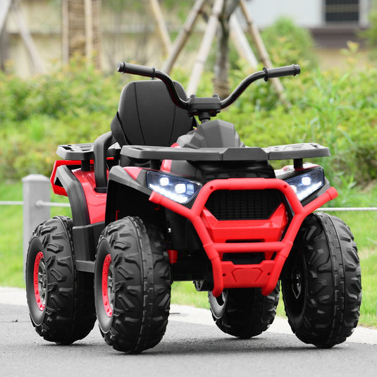 Red 12V Electric ATV Quad for Kids with 2 Speeds, MP3 Player, and LED Lights