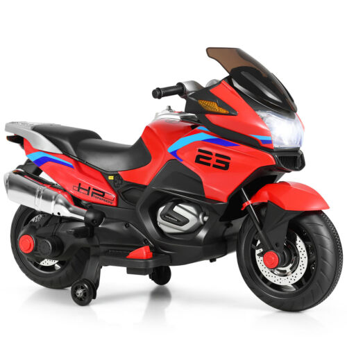 Load image into Gallery viewer, Red 12V Electric Kids Ride On Motorcycle with Training Wheels

