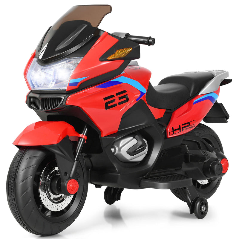 Load image into Gallery viewer, Red 12V Electric Kids Ride On Motorcycle with Training Wheels
