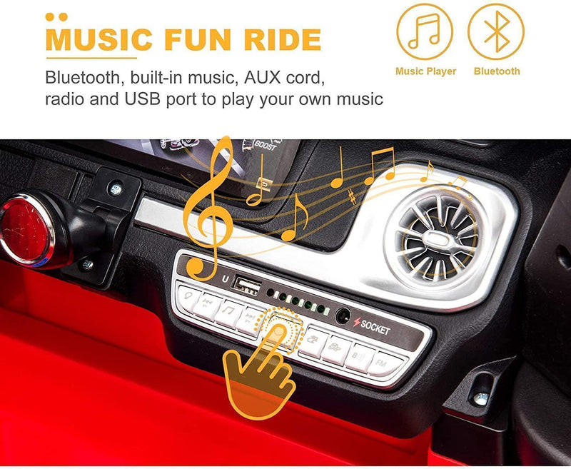 Load image into Gallery viewer, Red 12V Electric Ride On Car Truck with Remote Control, Music, and LED Lights for Safe and Fun Play
