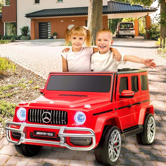 Red 12V Electric Ride On Car Truck with Remote Control, Music, and LED Lights for Safe and Fun Play