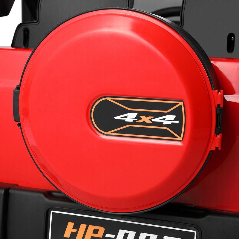 Load image into Gallery viewer, Red 12V Electric Ride-On Car with RC, LED Lights, USB, MP3, and Cover for Kids
