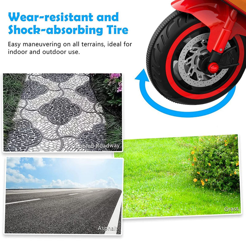 Load image into Gallery viewer, Red 12V Electric Ride-On Motorcycle for Kids
