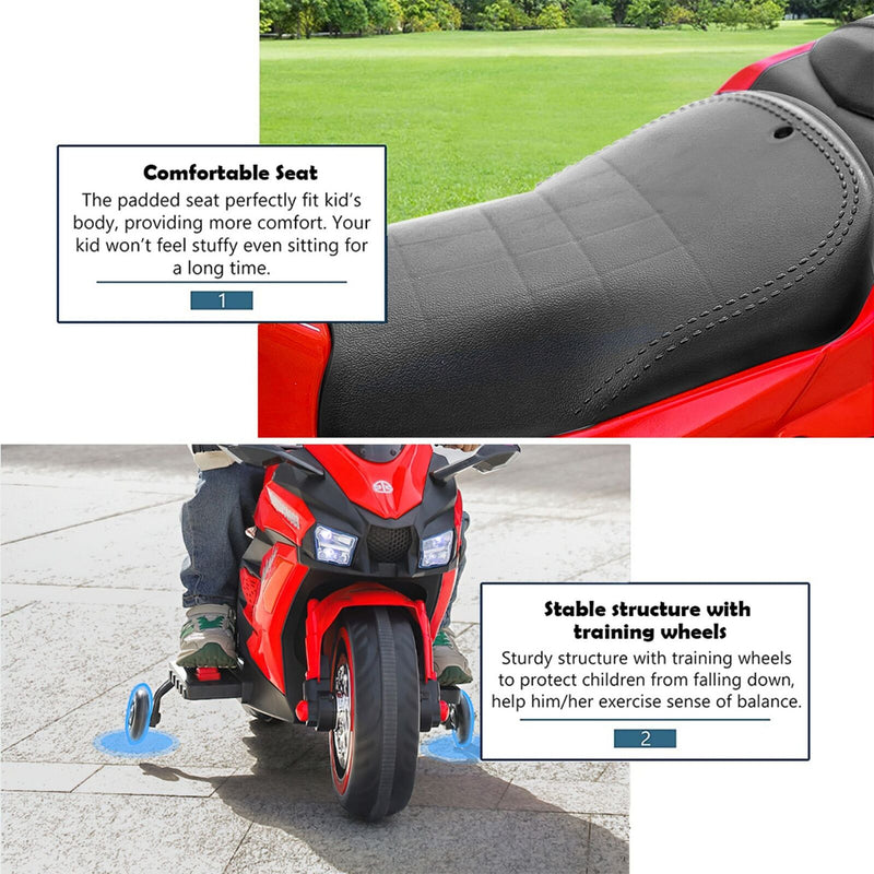 Load image into Gallery viewer, Red 12V Electric Ride-On Motorcycle for Kids
