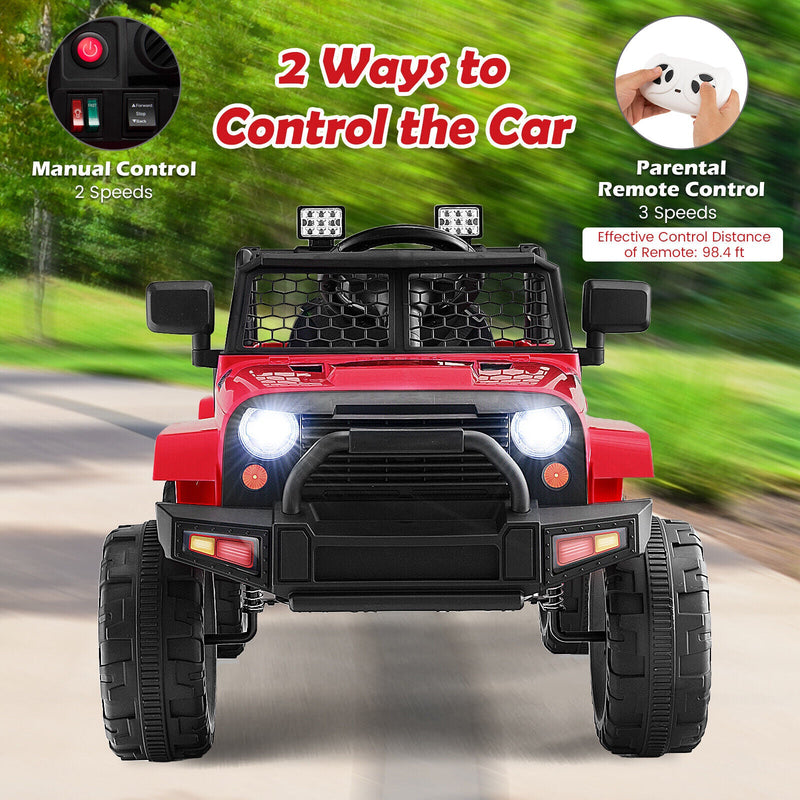 Load image into Gallery viewer, Red 12V Electric Ride-On Truck for Kids with Remote Control, Lights, and Music
