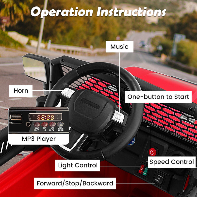 Load image into Gallery viewer, Red 12V Electric Ride-On Truck for Kids with Remote Control, Lights, and Music
