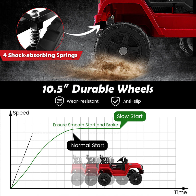 Load image into Gallery viewer, Red 12V Electric Ride-On Truck for Kids with Remote Control, Lights, and Music
