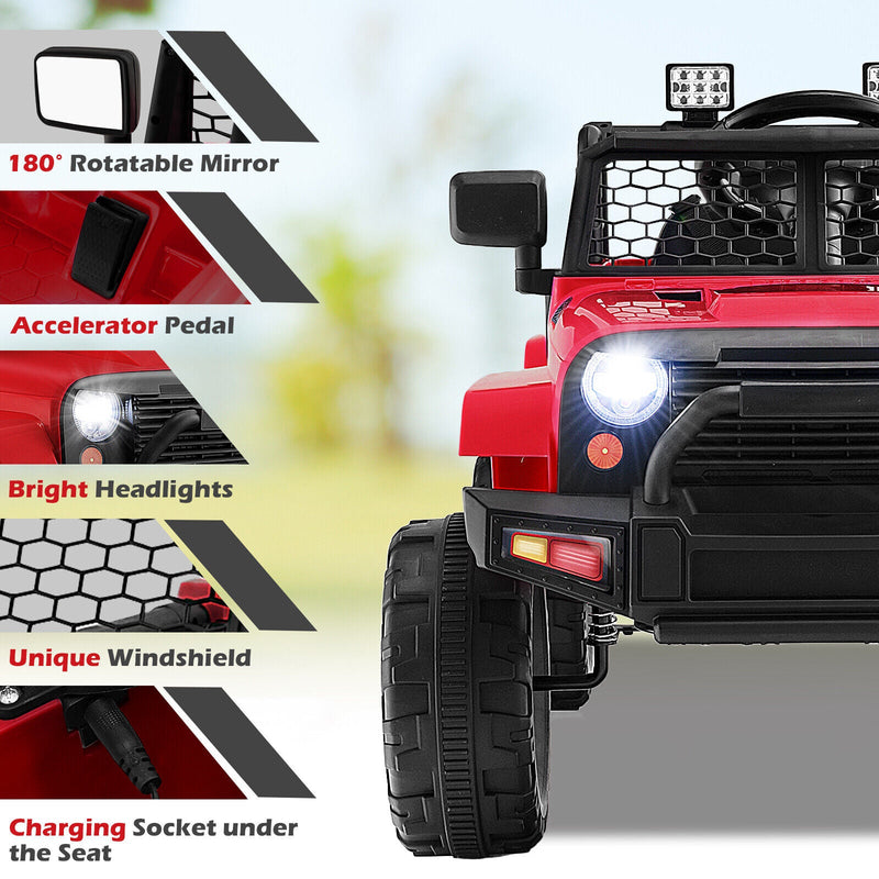 Load image into Gallery viewer, Red 12V Electric Ride-On Truck for Kids with Remote Control, Music, and Lights
