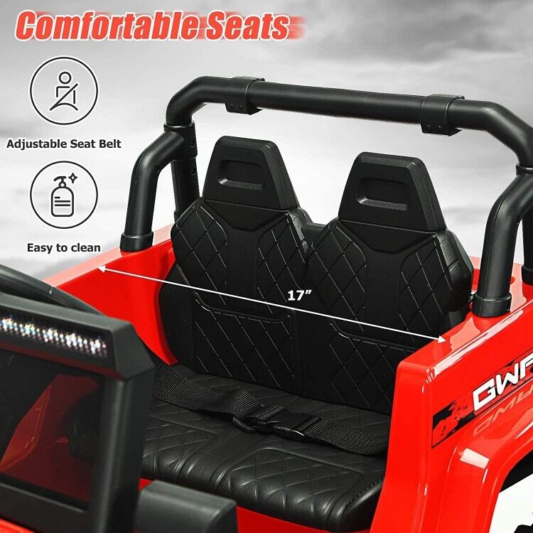 Load image into Gallery viewer, Red 12V Electric Ride-On Truck with Remote Control and LED Lights for Kids
