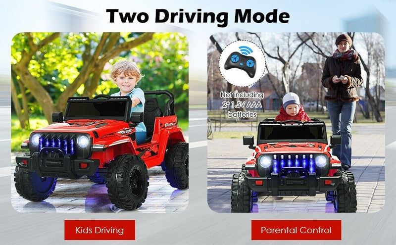 Load image into Gallery viewer, Red 12V Electric Ride-On Truck with Remote Control and LED Lights for Kids
