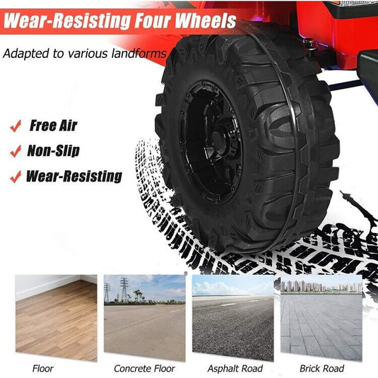 Red 12V Electric Ride-On Truck with Remote Control and LED Lights for Kids