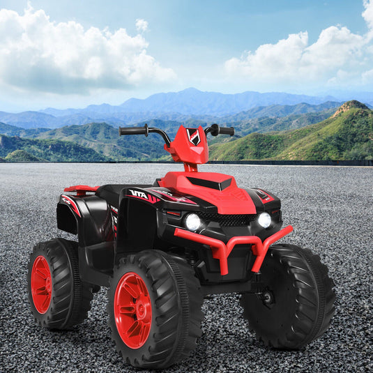 Red 12V Kids ATV Quad Ride On Car with LED Light and Music Toy