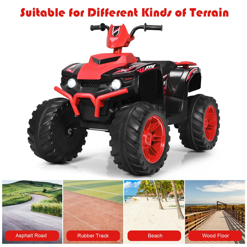 Load image into Gallery viewer, Red 12V Kids ATV Quad Ride On Car with LED Light and Music Toy
