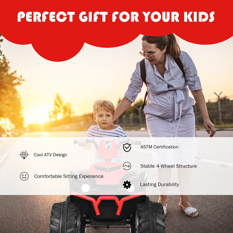 Load image into Gallery viewer, Red 12V Kids ATV Quad Ride On Car with LED Light and Music Toy
