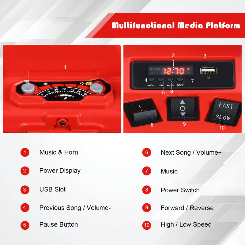 Load image into Gallery viewer, Red 12V Kids ATV Quad Ride On Car with LED Light and Music Toy
