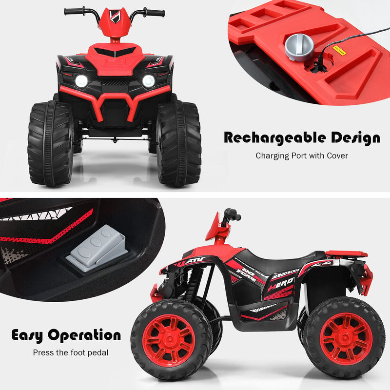 Load image into Gallery viewer, Red 12V Kids ATV Quad Ride On Car with LED Light and Music Toy
