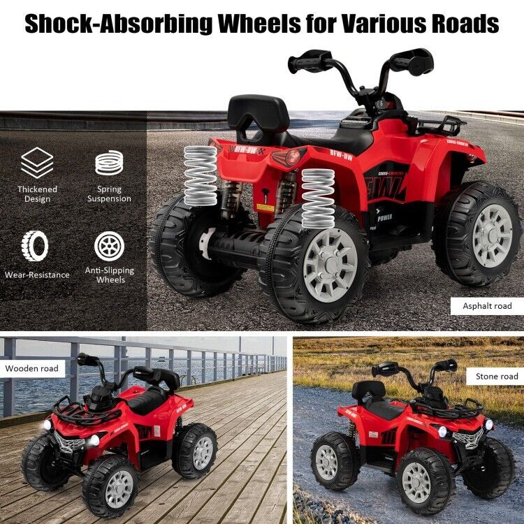 Load image into Gallery viewer, Red 12V Kids ATV Ride-On Car with MP3 Player and Headlights - Perfect Gift for Children
