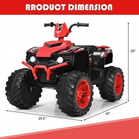 Load image into Gallery viewer, Red 12V Kids ATV with LED Lights and Treaded Tires
