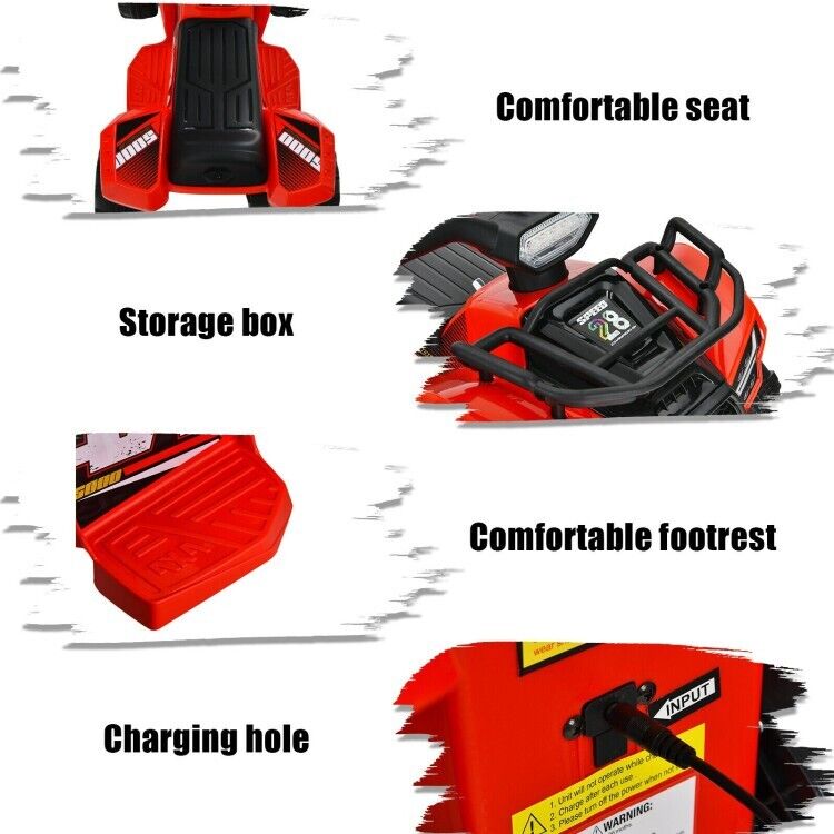 Load image into Gallery viewer, Red 12V Kids Electric ATV Quad Ride On Car with MP3 Player and LED Lights
