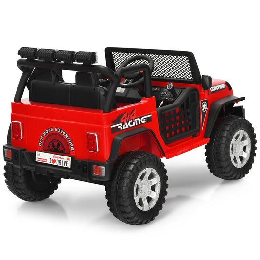 Red 12V Kids Ride On Truck with Remote Control & Lights - Electric Car for Endless Fun!