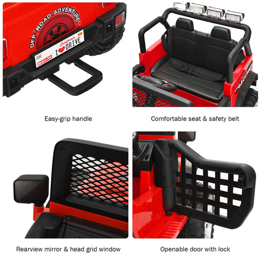 Red 12V Kids Ride On Truck with Remote Control and Lights