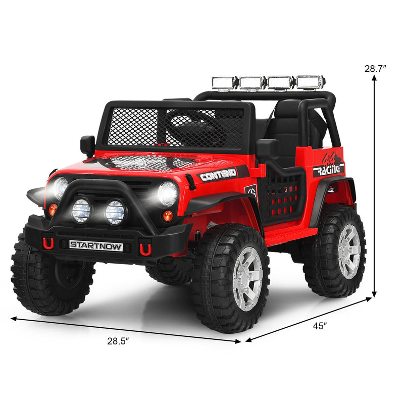 Load image into Gallery viewer, Red 12V Kids Ride On Truck with Remote Control, Lights, and Music
