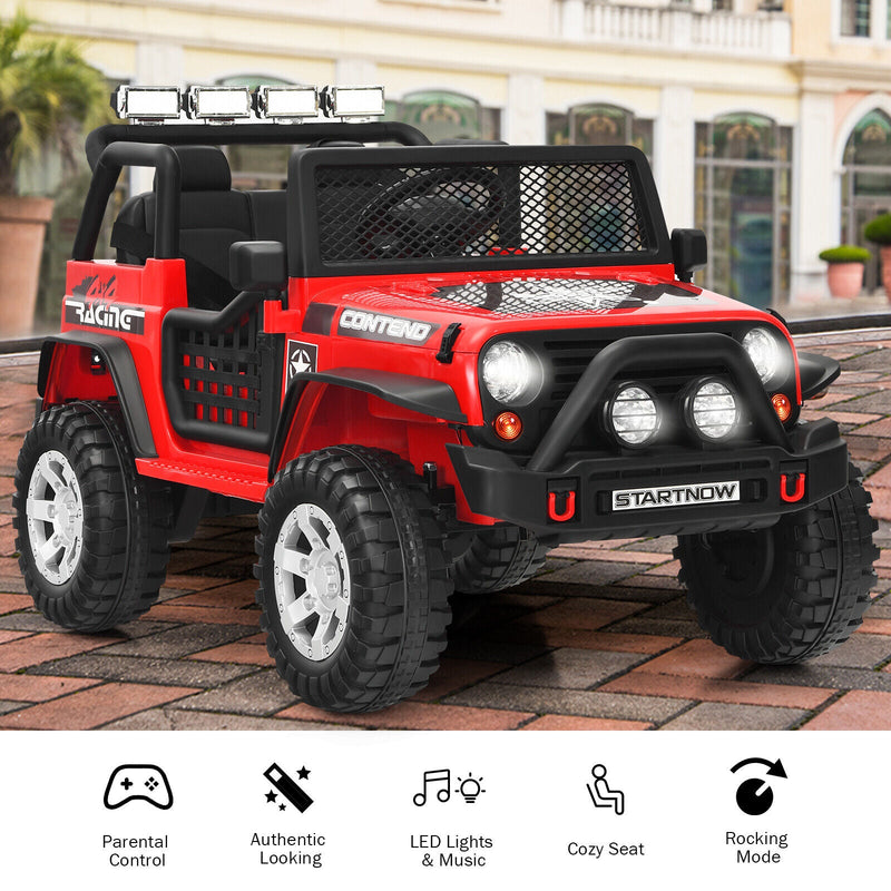 Load image into Gallery viewer, Red 12V Kids Ride On Truck with Remote Control, Lights, and Music
