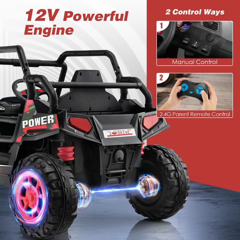 Load image into Gallery viewer, Red 12V Off-Road Electric Ride-On Truck with Realistic Horns and Engine Sounds for Kids
