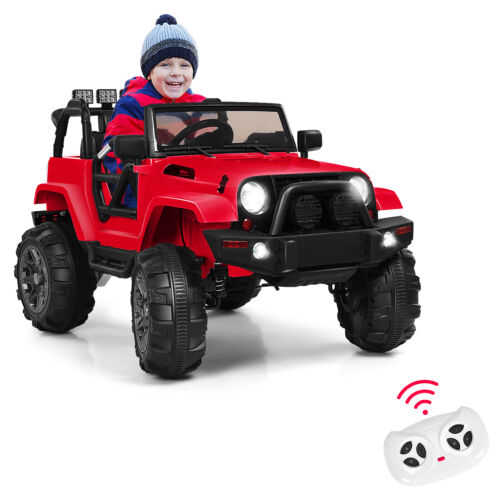 Load image into Gallery viewer, Red 12V Ride On Truck for Kids with Remote Control, MP3 Music, and LED Lights
