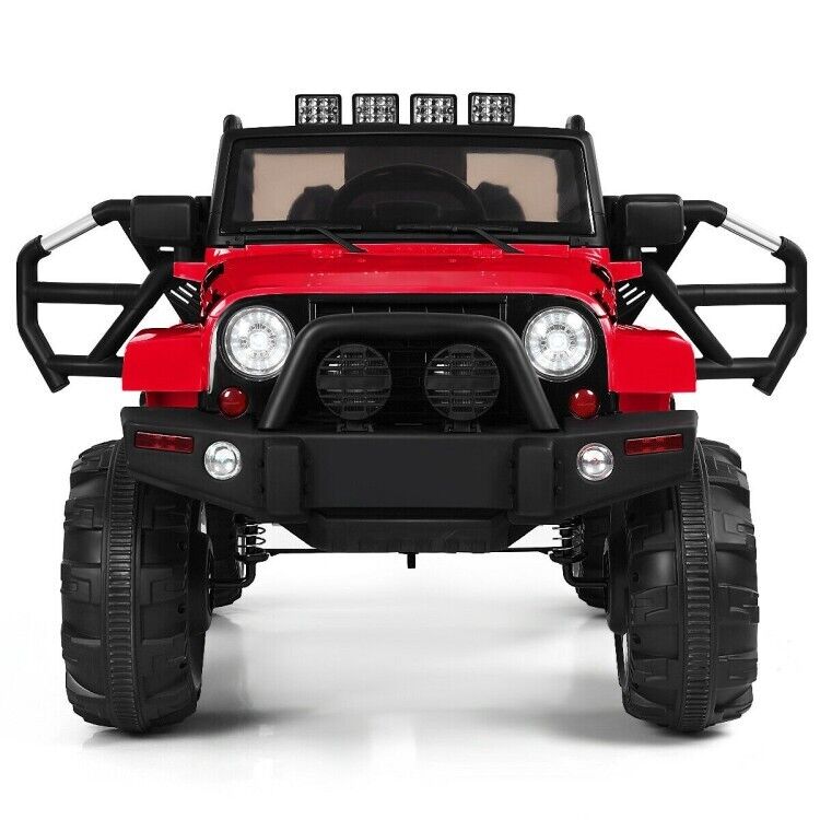 Load image into Gallery viewer, Red 12V Ride On Truck with Remote Control, MP3 Music, and LED Lights for Kids
