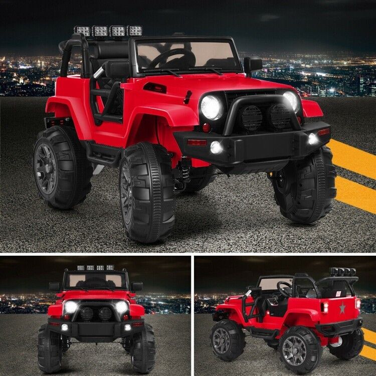 Load image into Gallery viewer, Red 12V Ride On Truck with Remote Control, MP3 Music, and LED Lights for Kids
