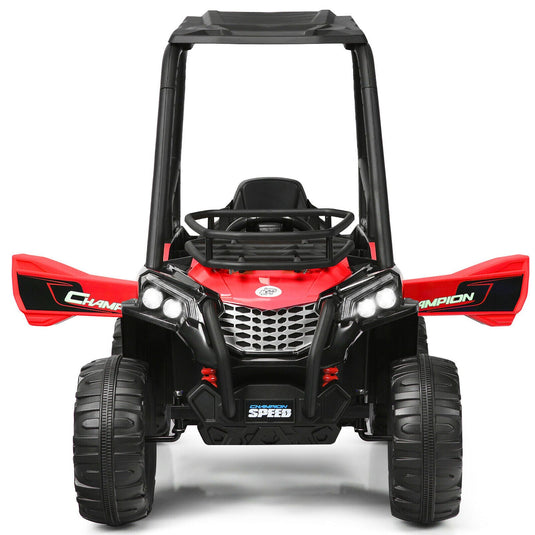 Red 12V UTV Truck Ride-On Car for Kids with Remote Control and Music MP3
