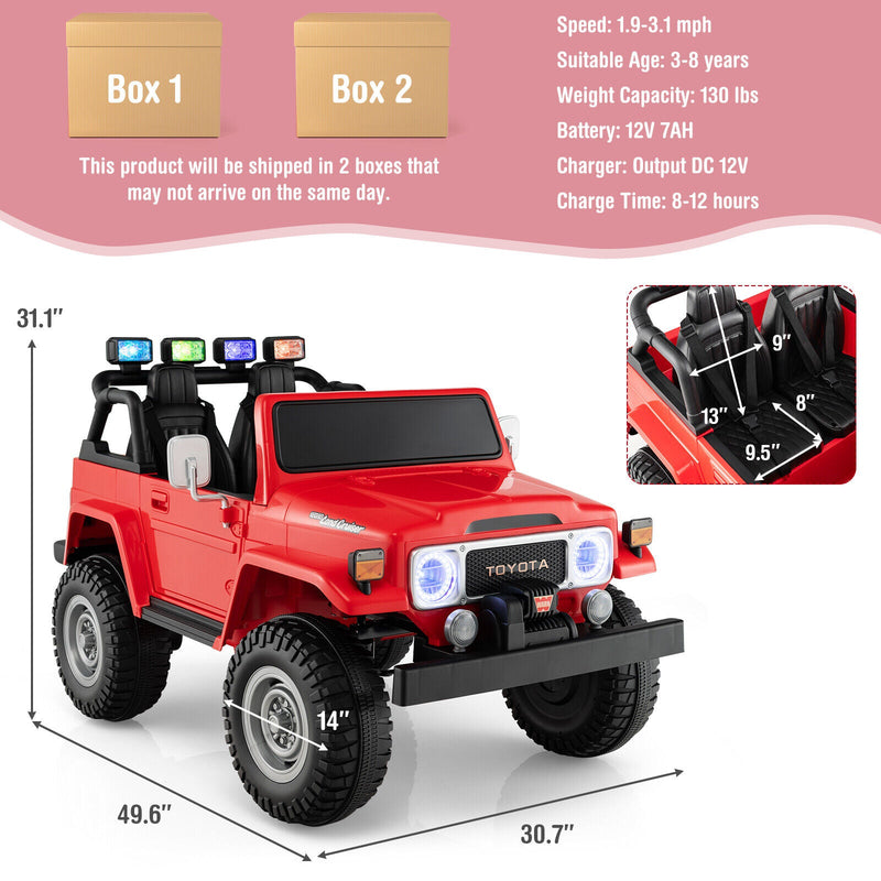 Load image into Gallery viewer, Red 2-Seater Battery Powered Ride-On Car with 3-Point Seat Belts and Doors
