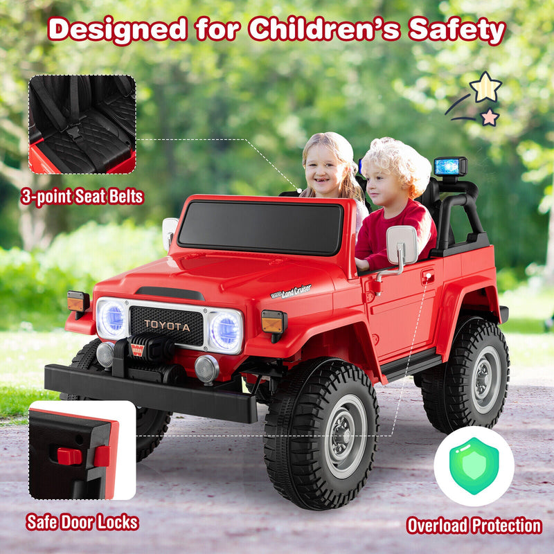 Load image into Gallery viewer, Red 2-Seater Battery Powered Ride-On Car with 3-Point Seat Belts and Doors

