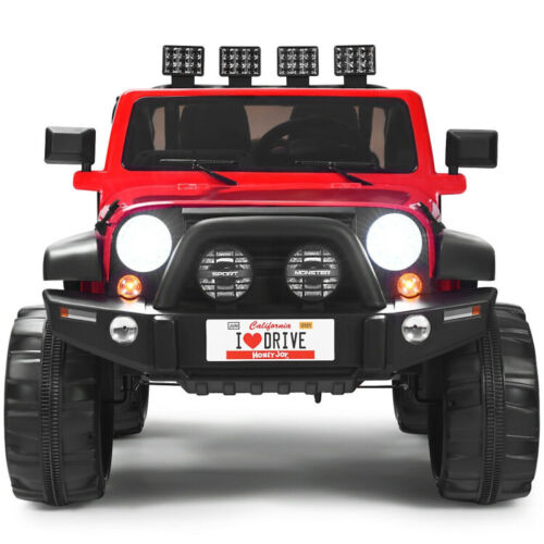 Load image into Gallery viewer, Red 2-Seater Ride on Car Truck with Remote Control, LED Lights, Storage, and USB Port for Kids
