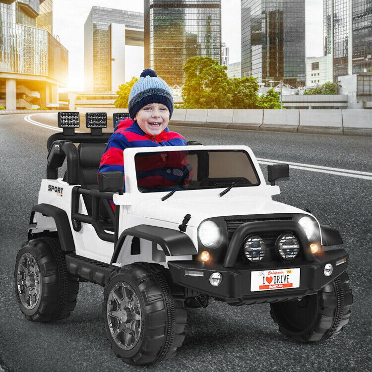Load image into Gallery viewer, Red 2-Seater Ride on Car Truck with Remote Control, LED Lights, Storage, and USB Port for Kids
