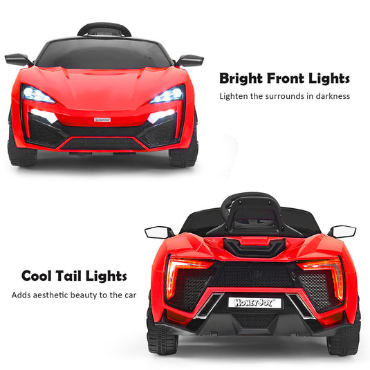 Red 2.4G RC Electric Ride-On Car for Kids with Light, Music, and Openable Doors