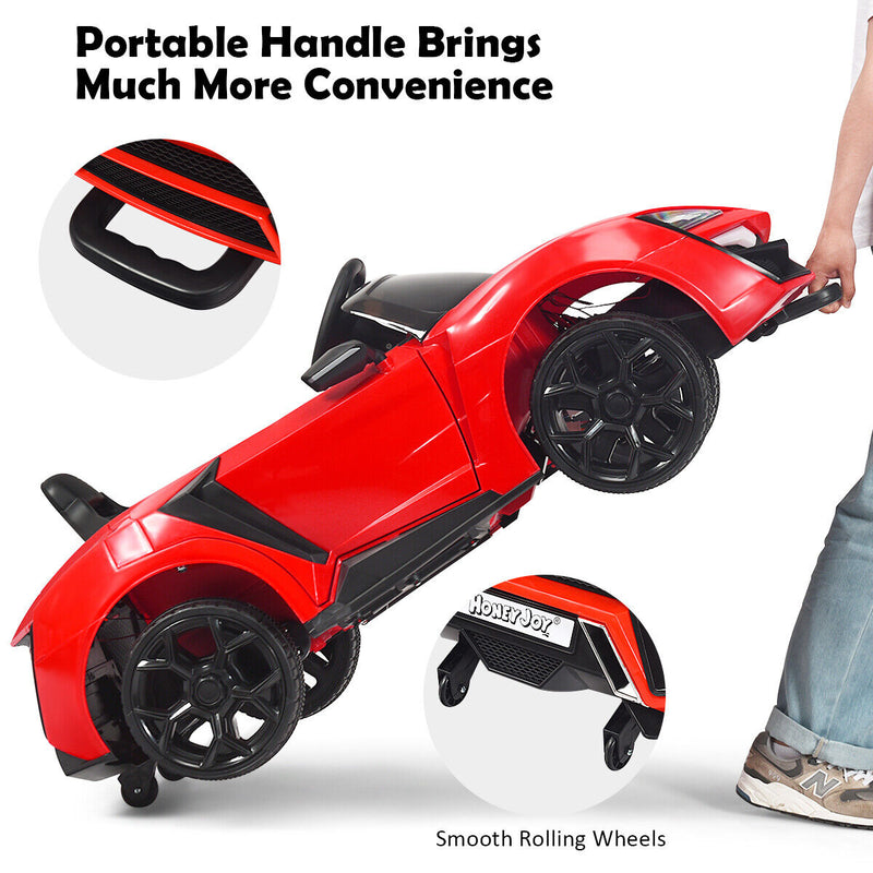 Load image into Gallery viewer, Red 2.4G RC Electric Ride-On Car for Kids with Light, Music, and Openable Doors

