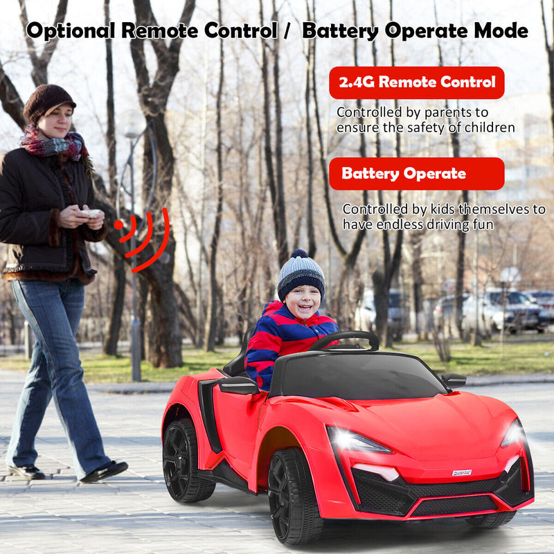 Load image into Gallery viewer, Red 2.4G RC Electric Ride-On Car for Kids with MP3, Lights, and Openable Doors
