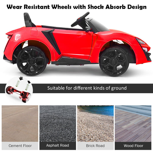 Red 2.4G RC Electric Ride-On Car for Kids with MP3, Lights, and Openable Doors