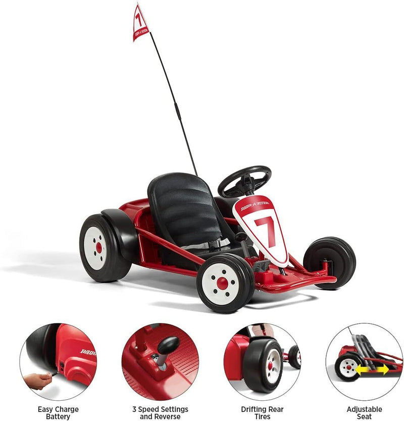Load image into Gallery viewer, Red 24 Volt Outdoor Go-Kart for Kids Ages 3-8: The Perfect Ride-On Toy!
