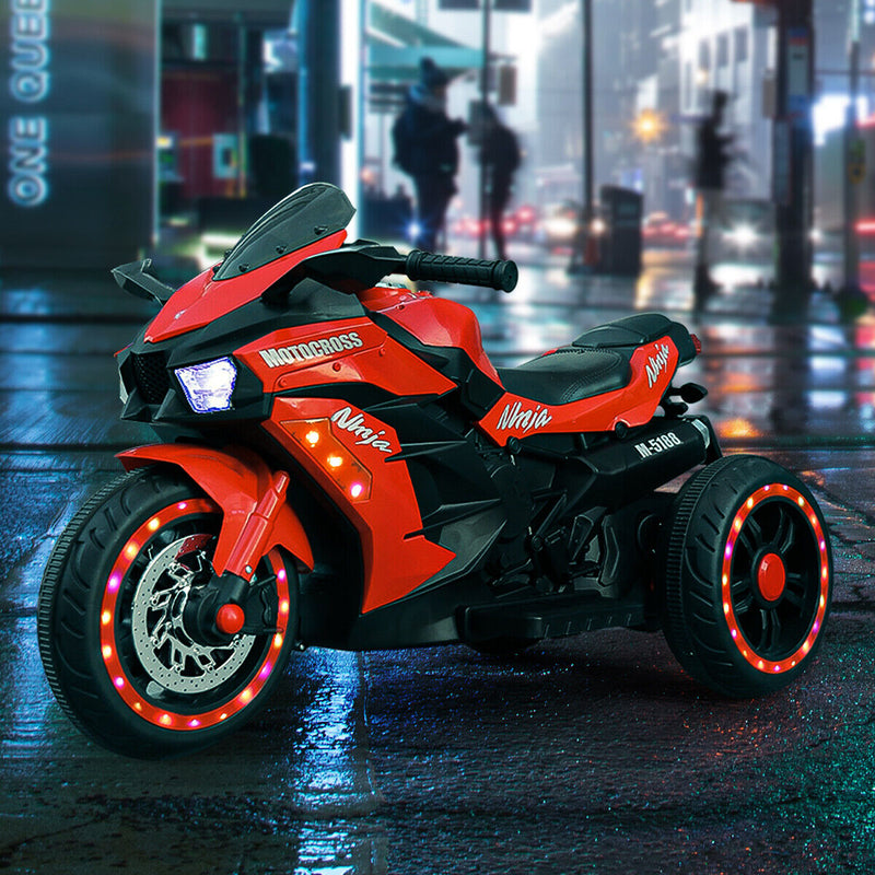 Load image into Gallery viewer, Red 3-Wheel Electric Motorcycle for Kids with Rechargeable 12V Battery
